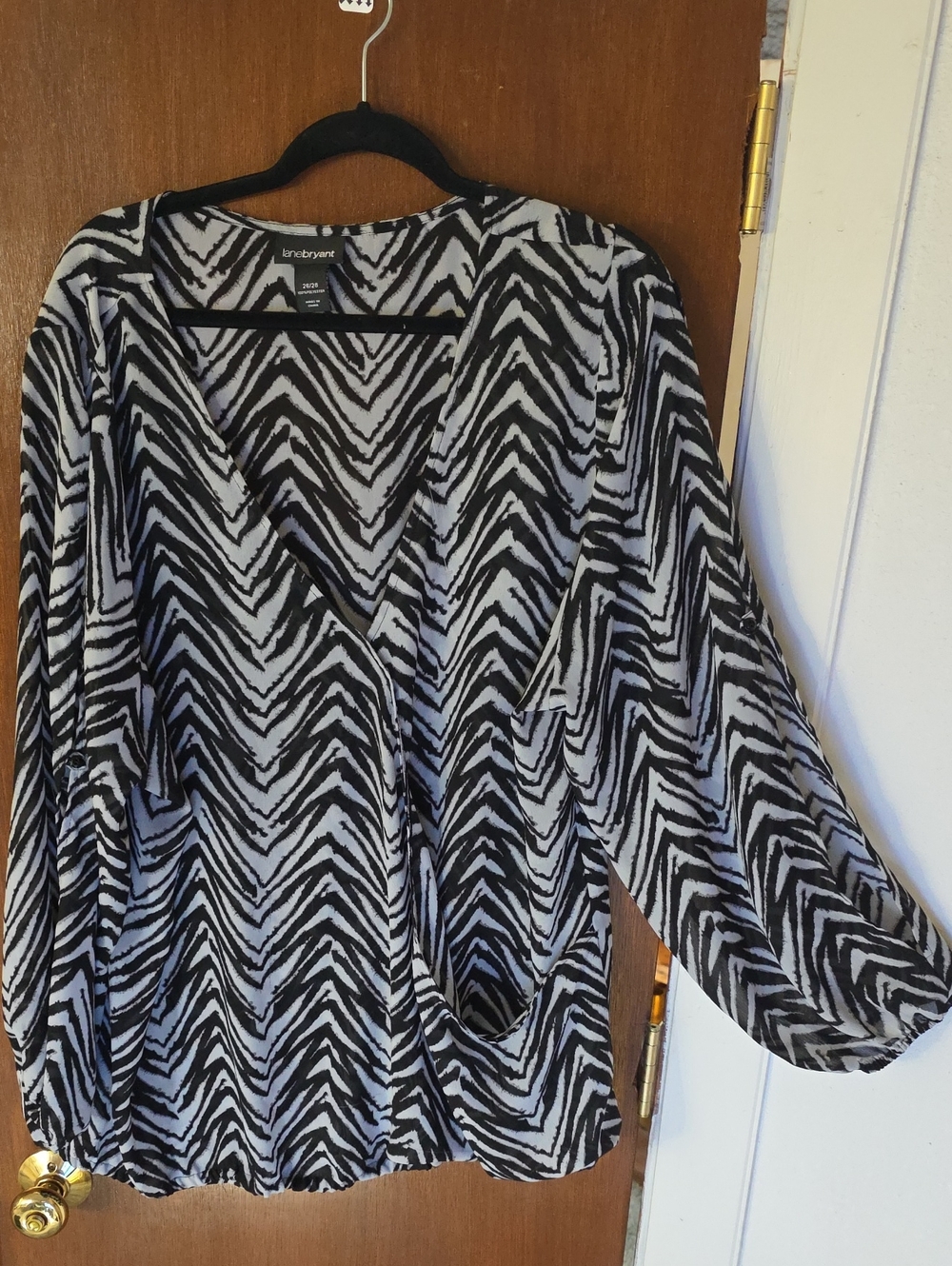 Lane Bryant Black & White Zebra-Pattern Wrap Tunic